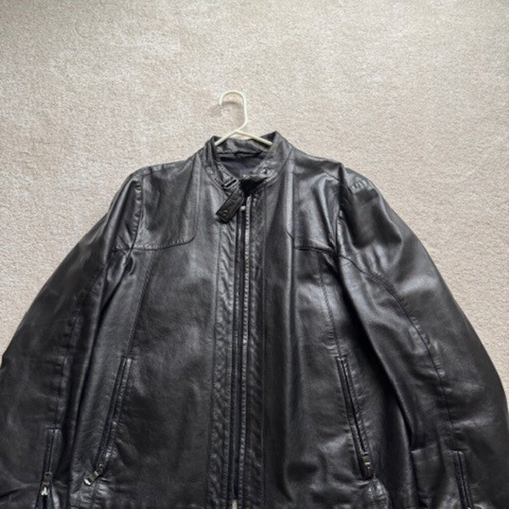 Hugo Boss Mens Italian Lamb Leather Size 50 Biker Motorcycle Coat Jacket "Clay"